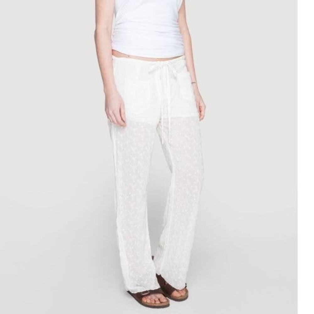 Johnny Was Pete & Greta Sully Pant Women's Medium Off-White Cotton Eyelet Lace